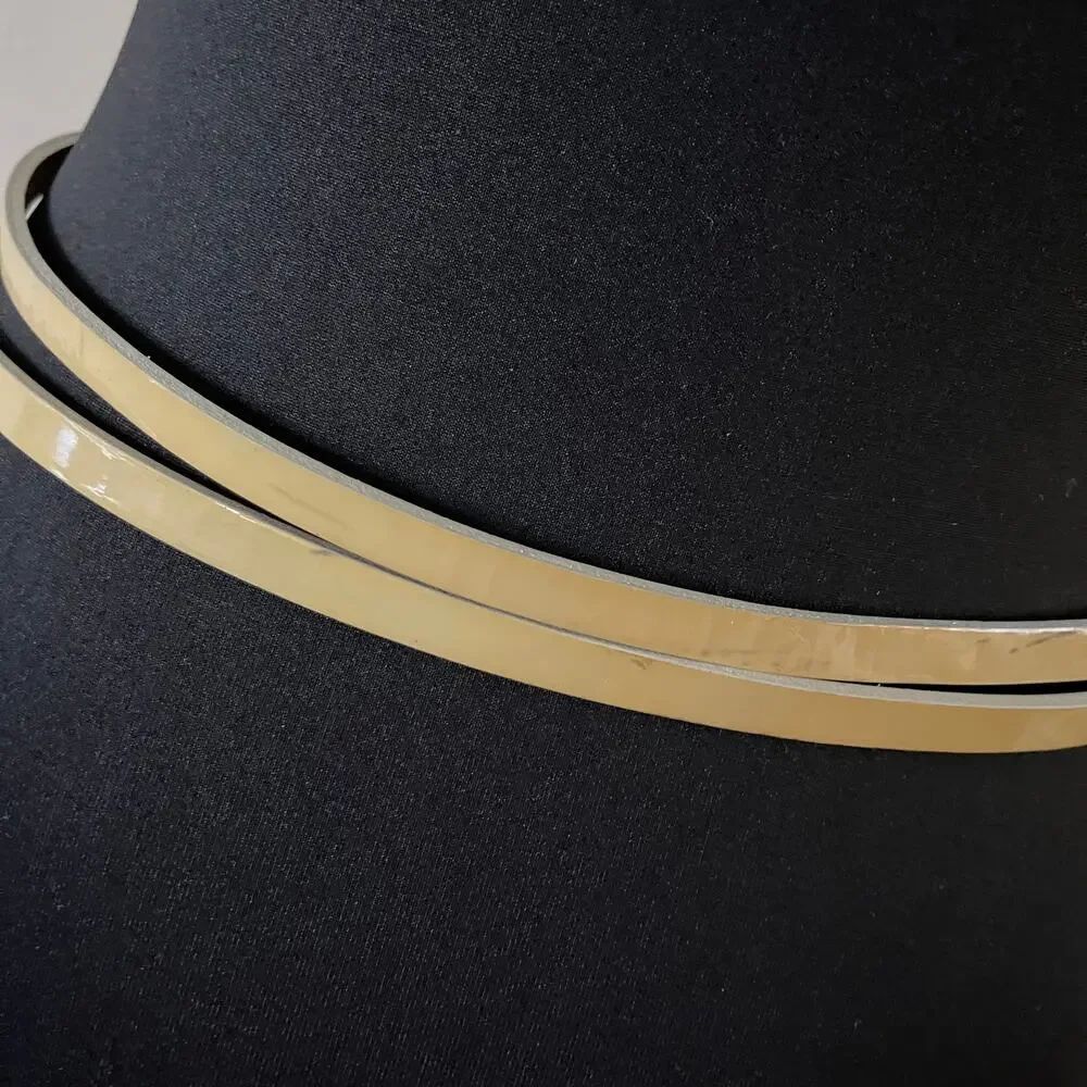 J. Crew Double Wrap Skinny Belt Patent Leather Tan Chartreuse Womens M 12725